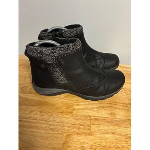 Eastland Bridget Womens Black Ankle Boots Knit Collar Side Zip 8.5M 2160-01
